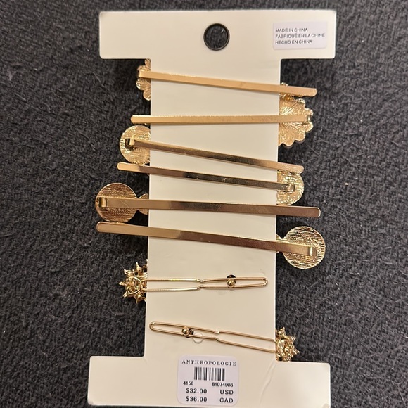 Anthropologie Vintage inspired Gold and Pearl Hair Clips set of 8 NWT Sold out! - Picture 5 of 5